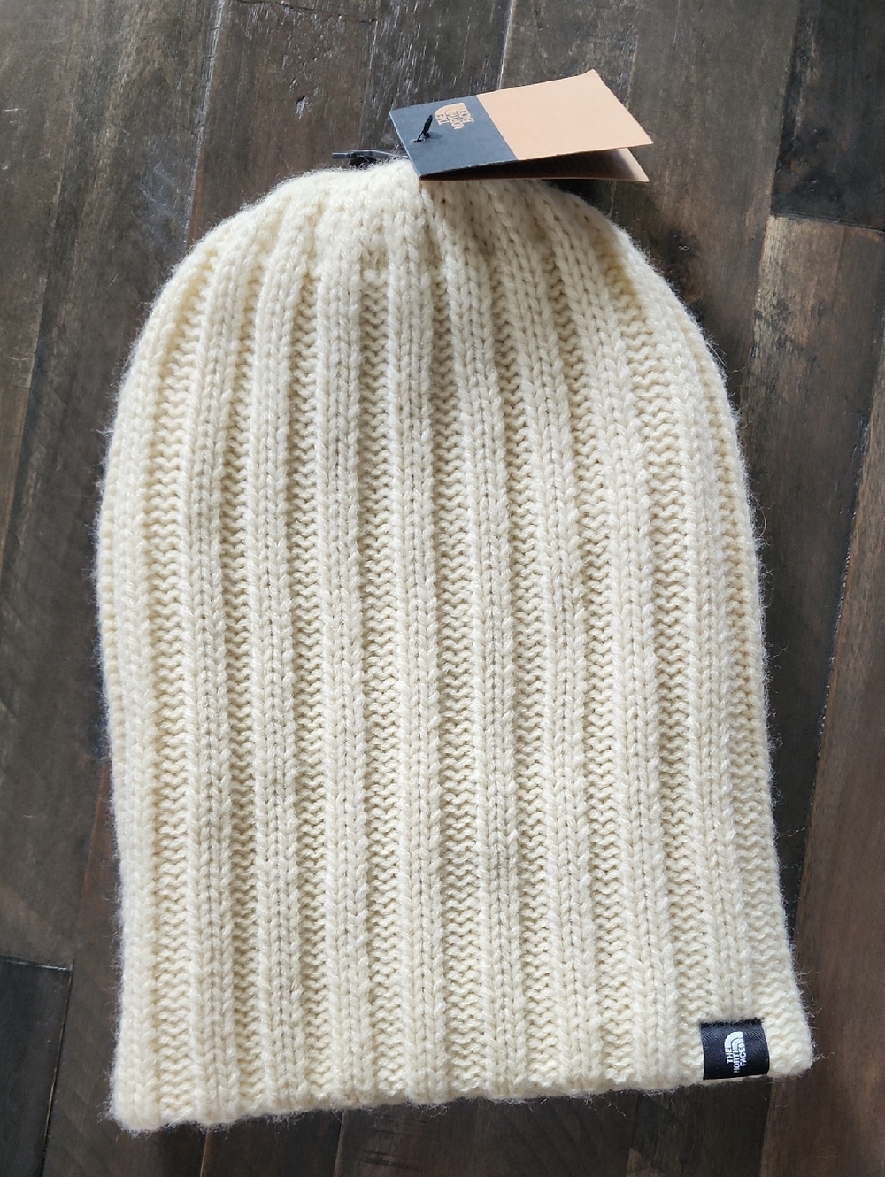 The North Face Ivory Ribbed Knit Beanie